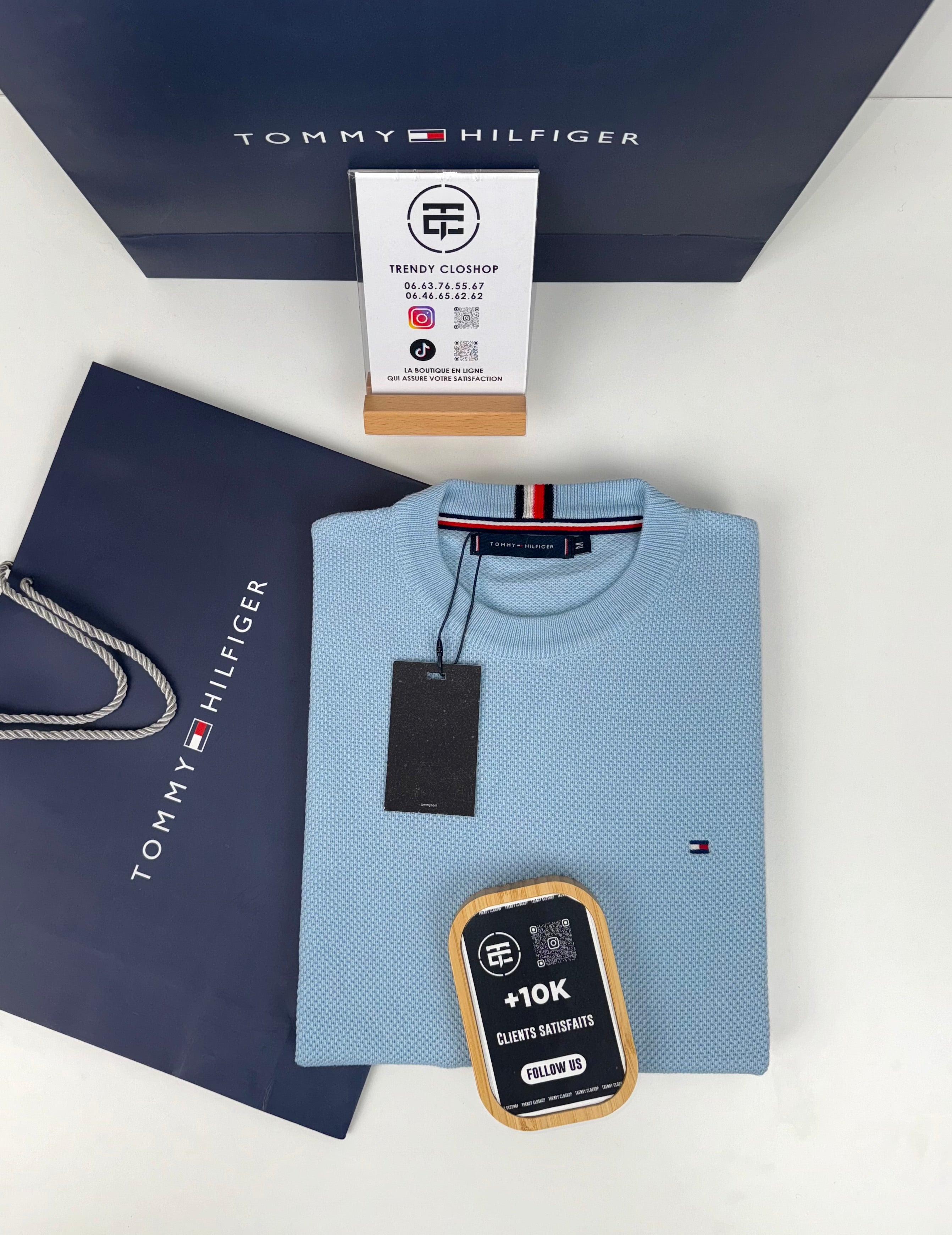 Pull Tommy Hilfiger piqué à col rond