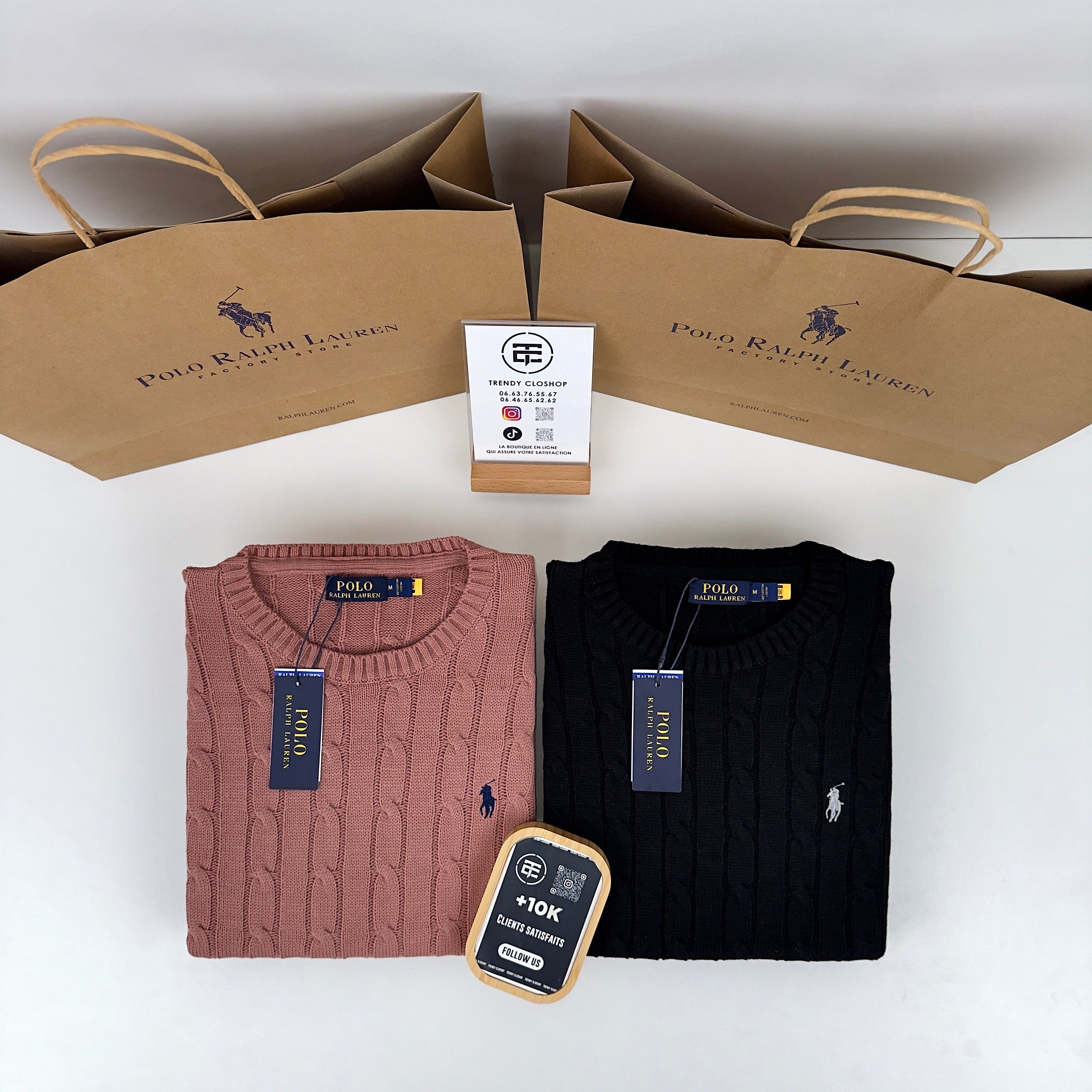 Pull Ralph Lauren torsadé à col ras-du-cou