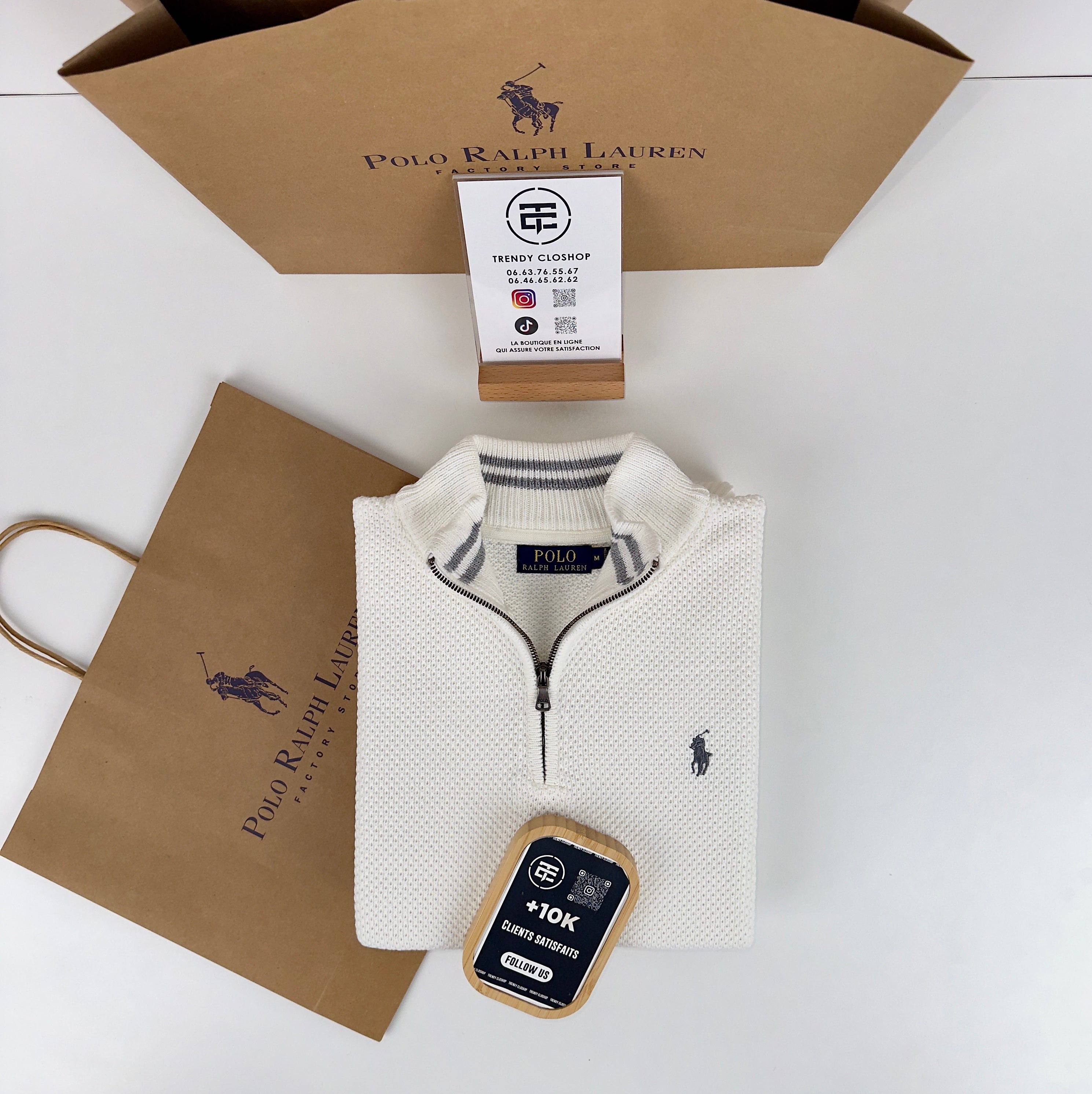 Pull Ralph Lauren demi-zippé en coton piqué