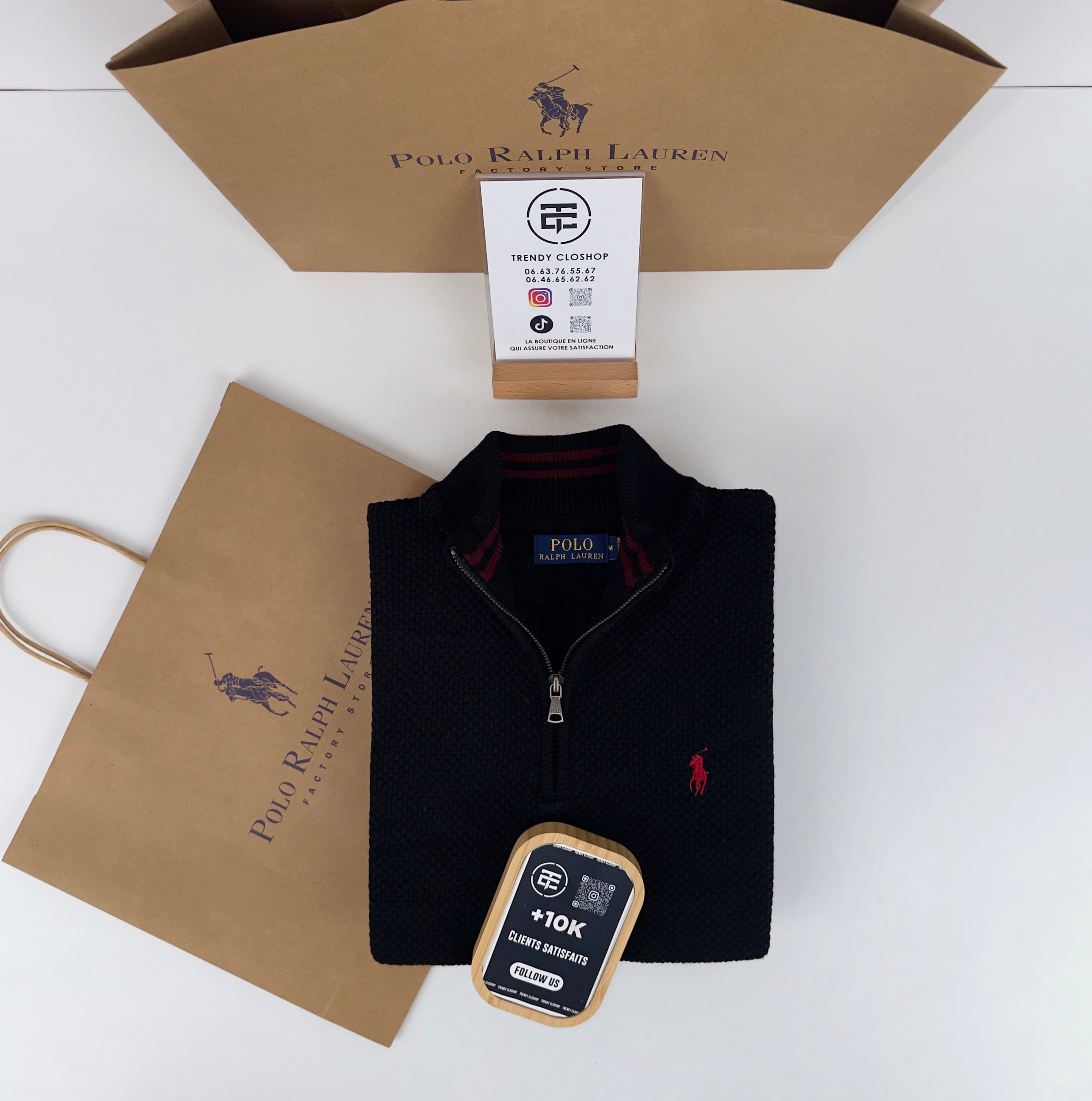 Pull Ralph Lauren demi-zippé en coton piqué