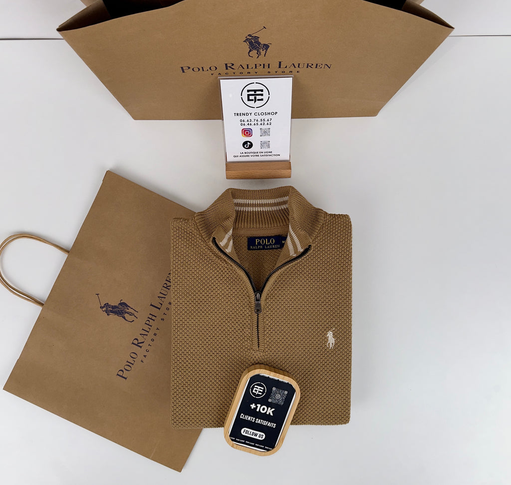 Pull Ralph Lauren demi-zippé en coton piqué