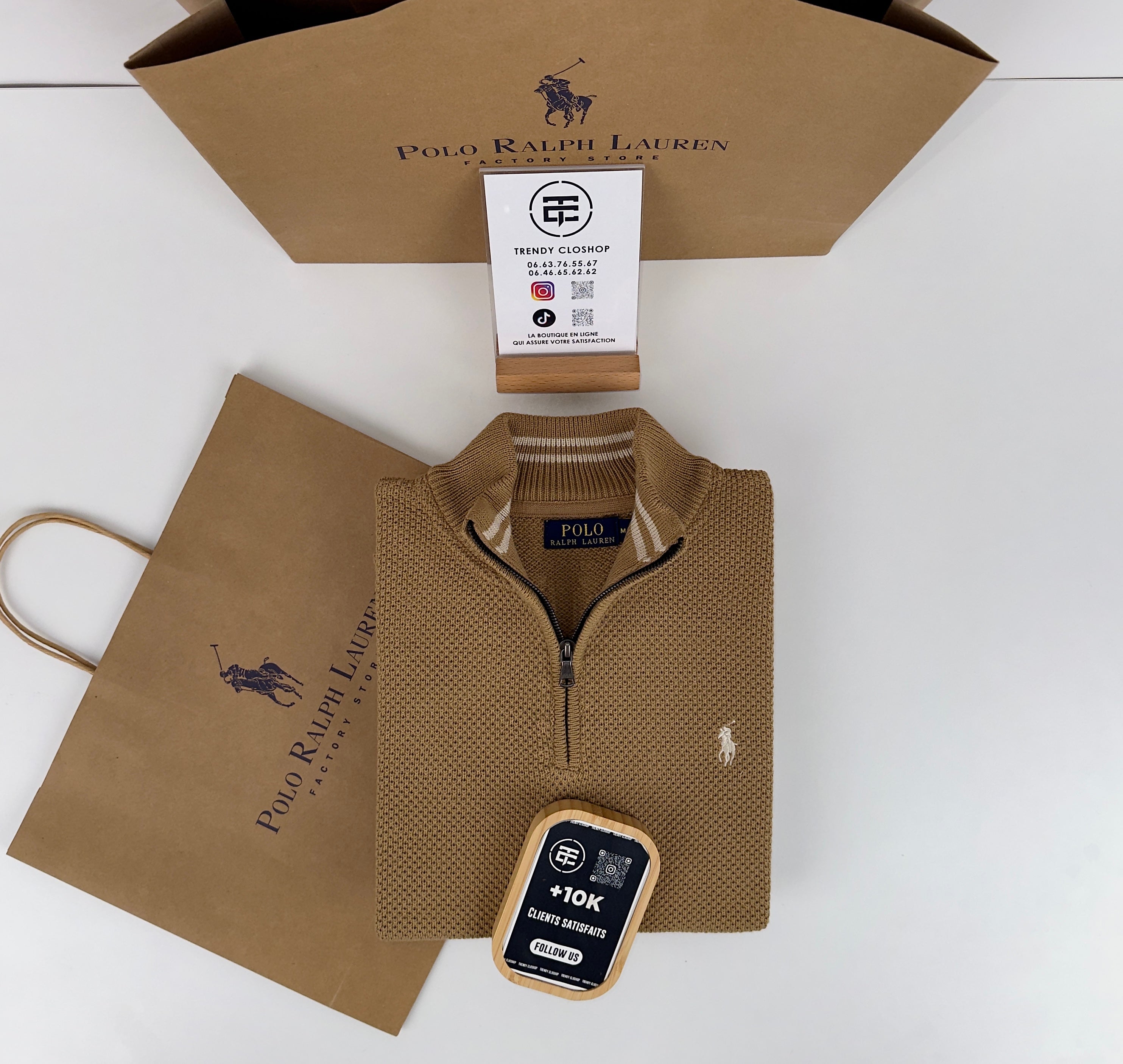 Pull Ralph Lauren demi-zippé en coton piqué