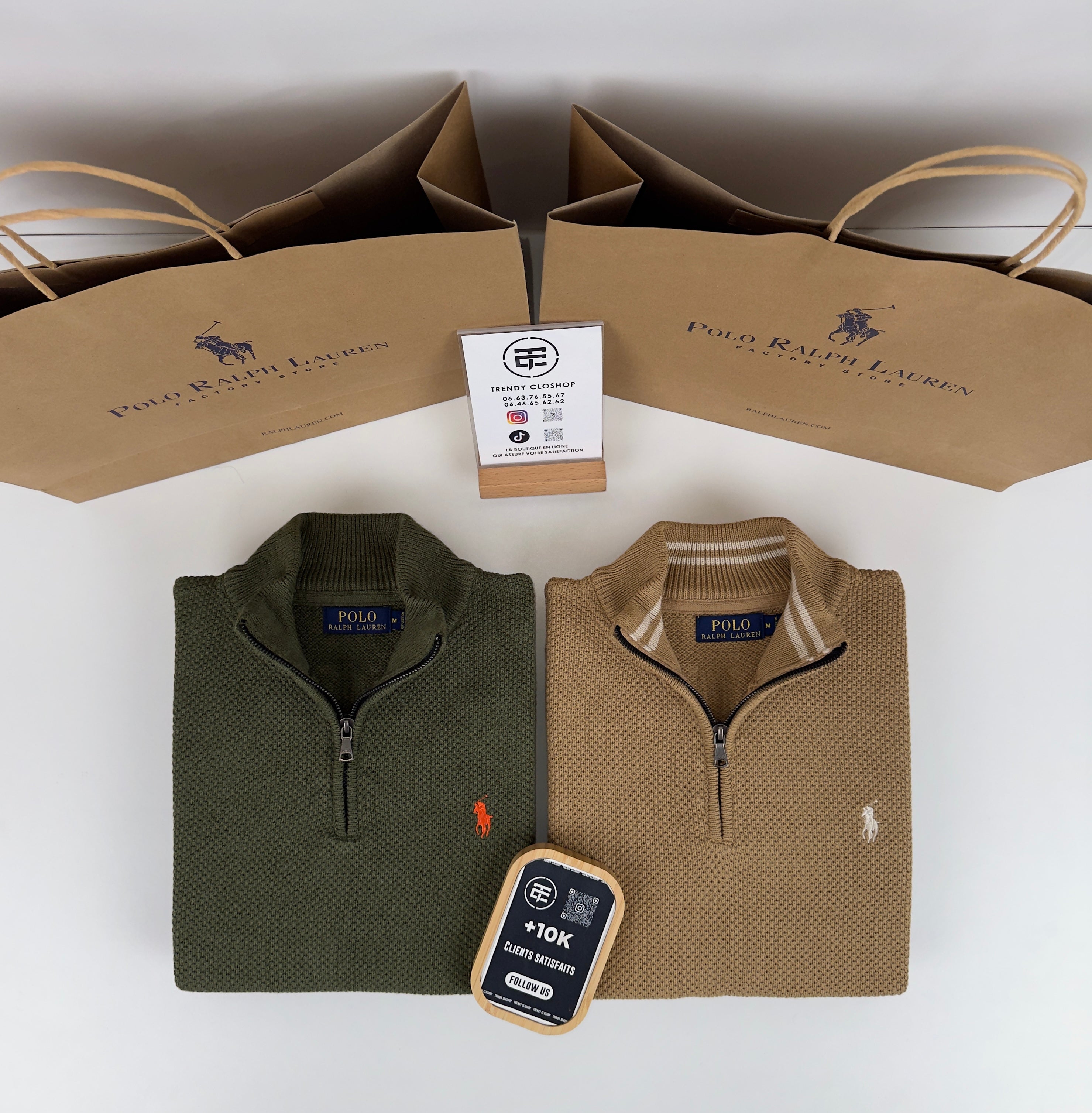 Pull Ralph Lauren demi-zippé en coton piqué