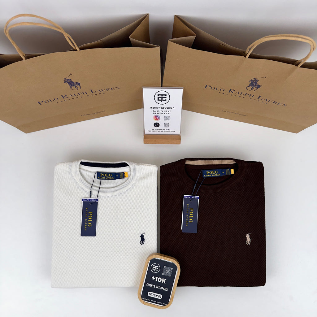 Pull Ralph Lauren col rond piqué