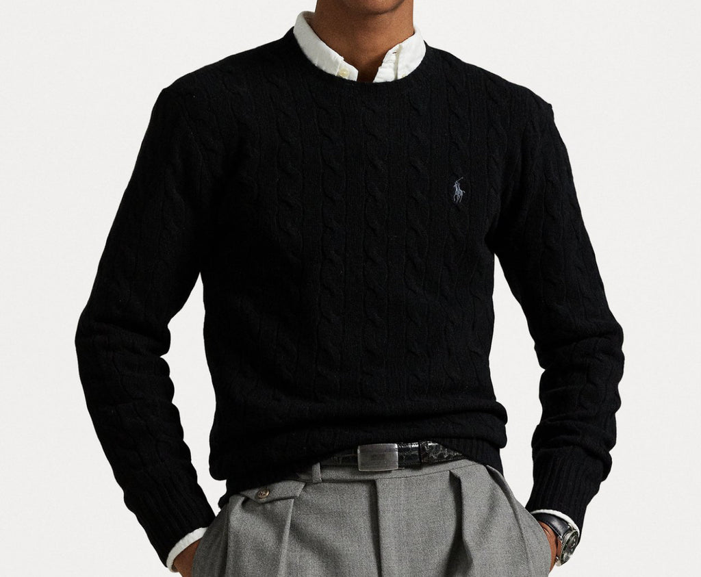 Pull Ralph Lauren torsadé à col ras-du-cou