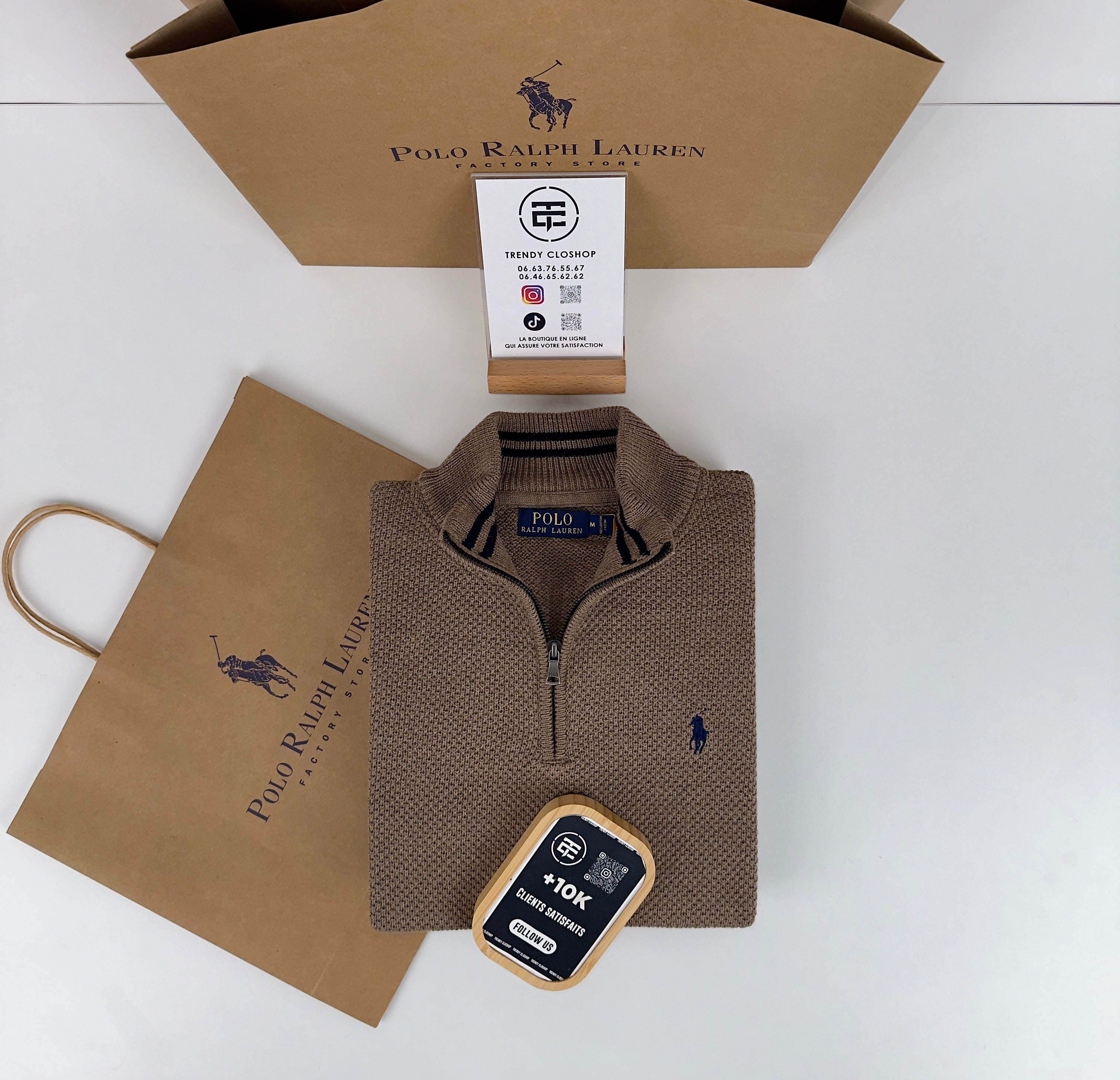 Pull Ralph Lauren demi-zippé en coton piqué