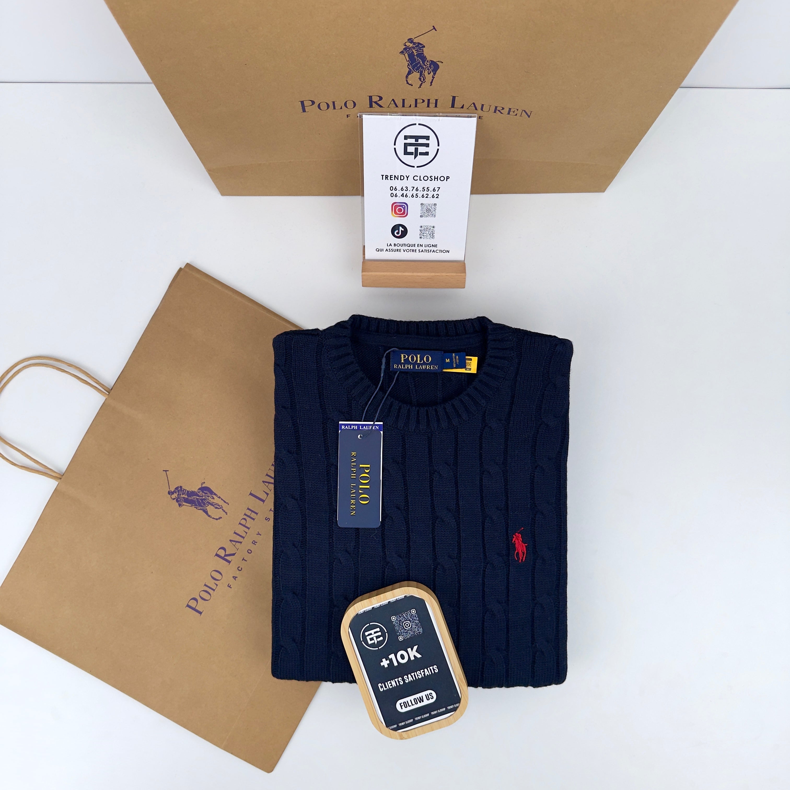 Pull Ralph Lauren torsadé à col ras-du-cou