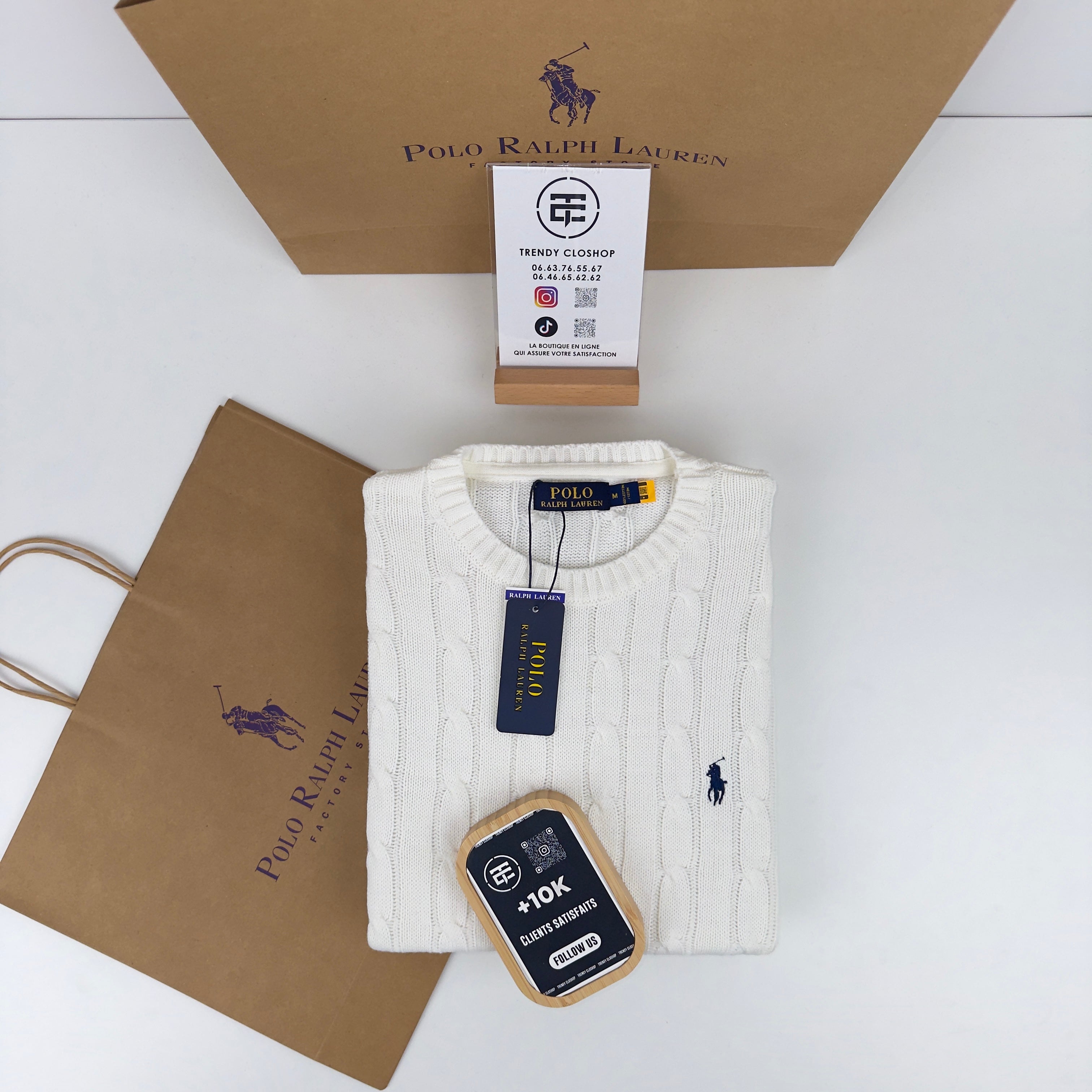 Pull Ralph Lauren torsadé à col ras-du-cou