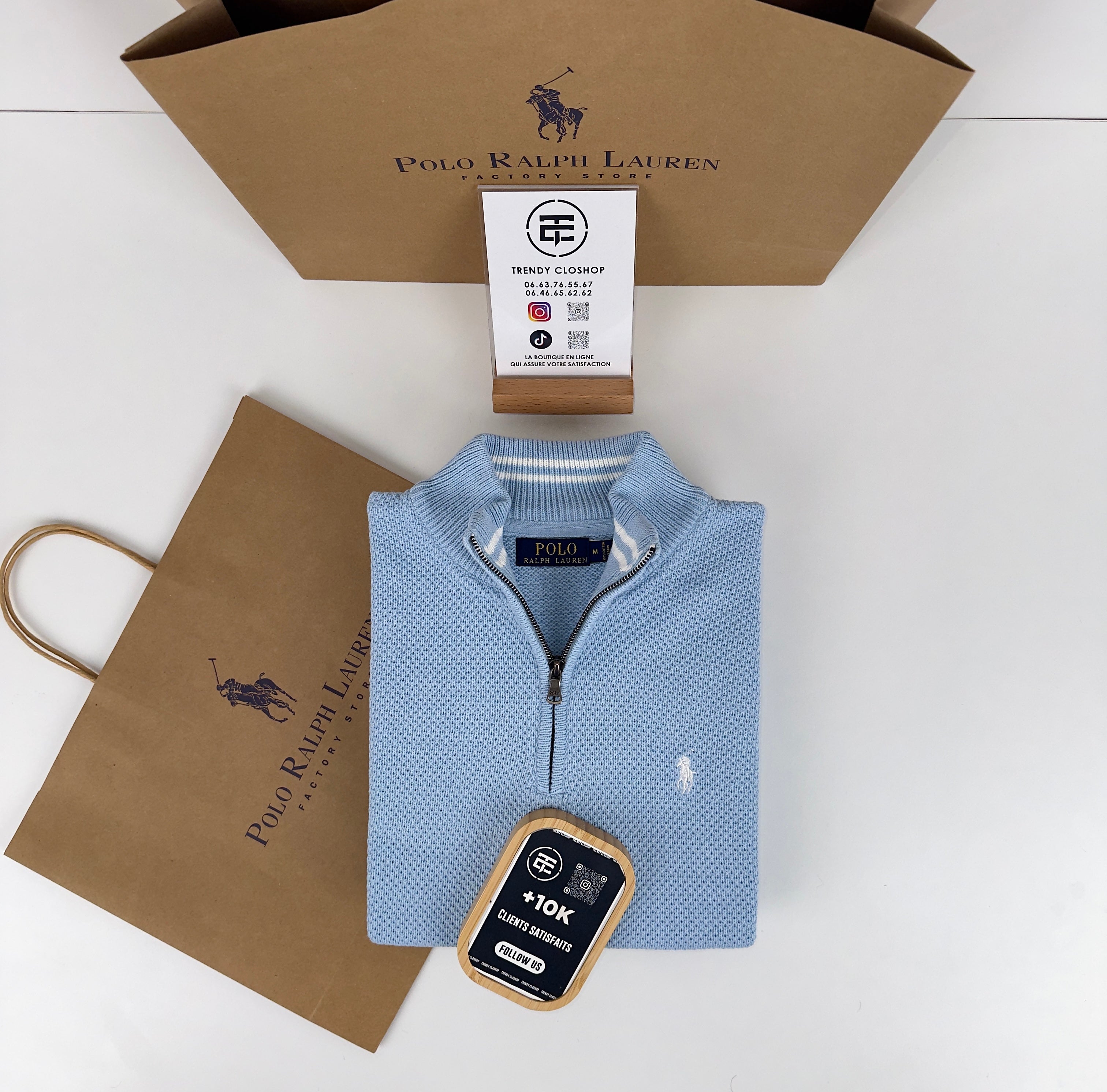 Pull Ralph Lauren demi-zippé en coton piqué