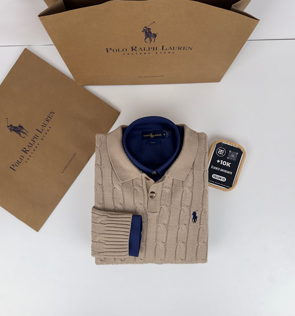 Pull Ralph Lauren torsadé à col polo