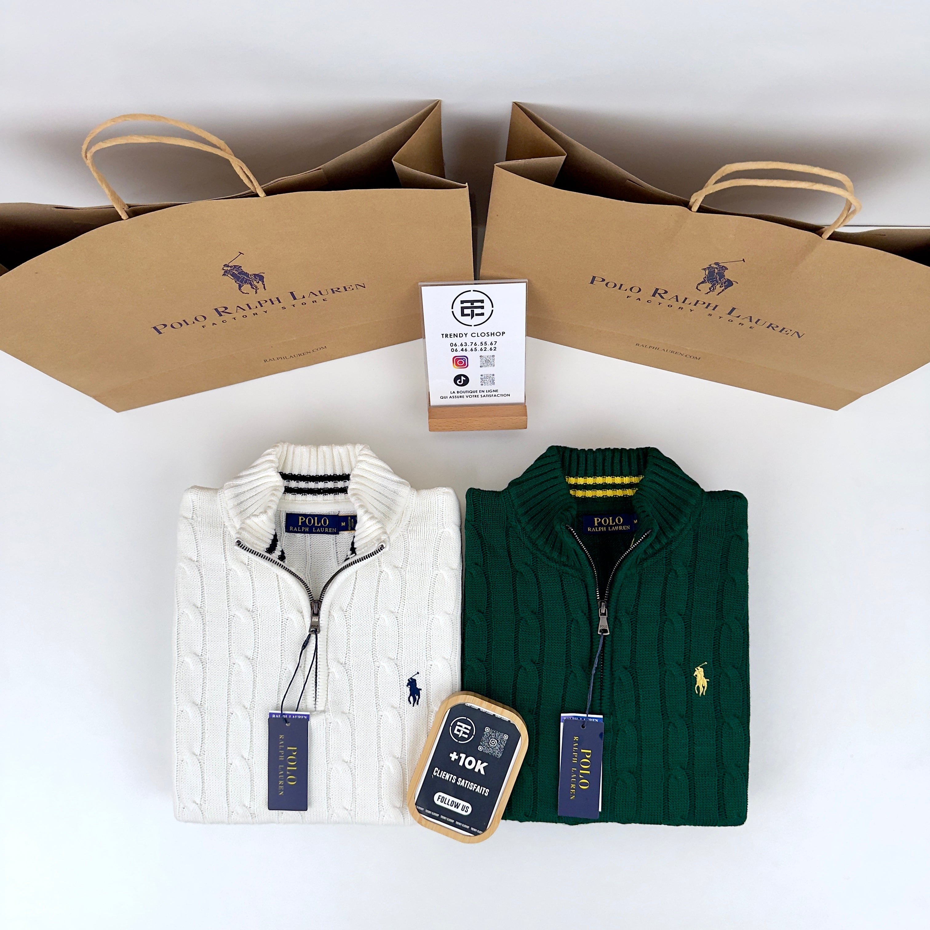 Pull Ralph Lauren torsadé demi-zippé