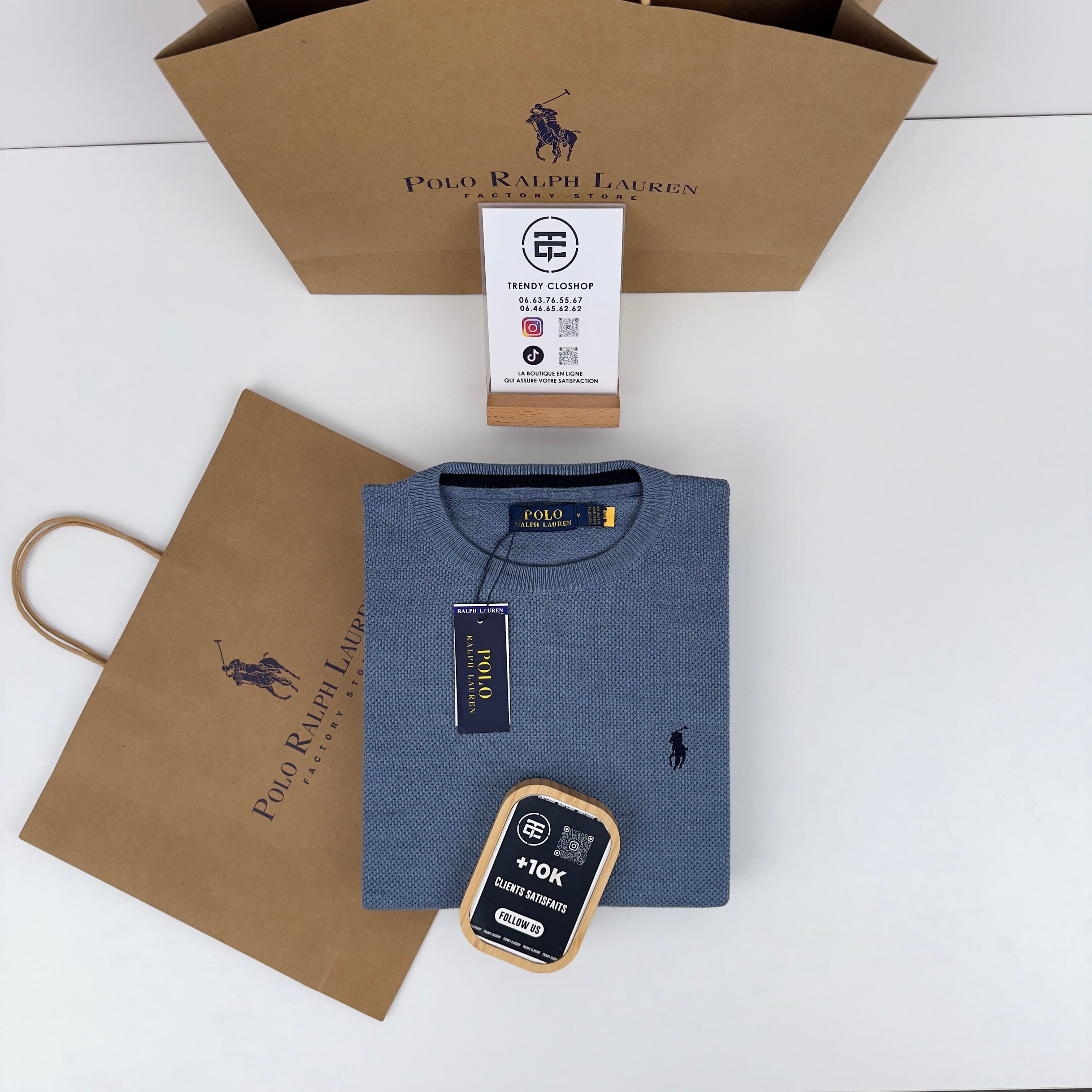 Pull Ralph Lauren col rond piqué