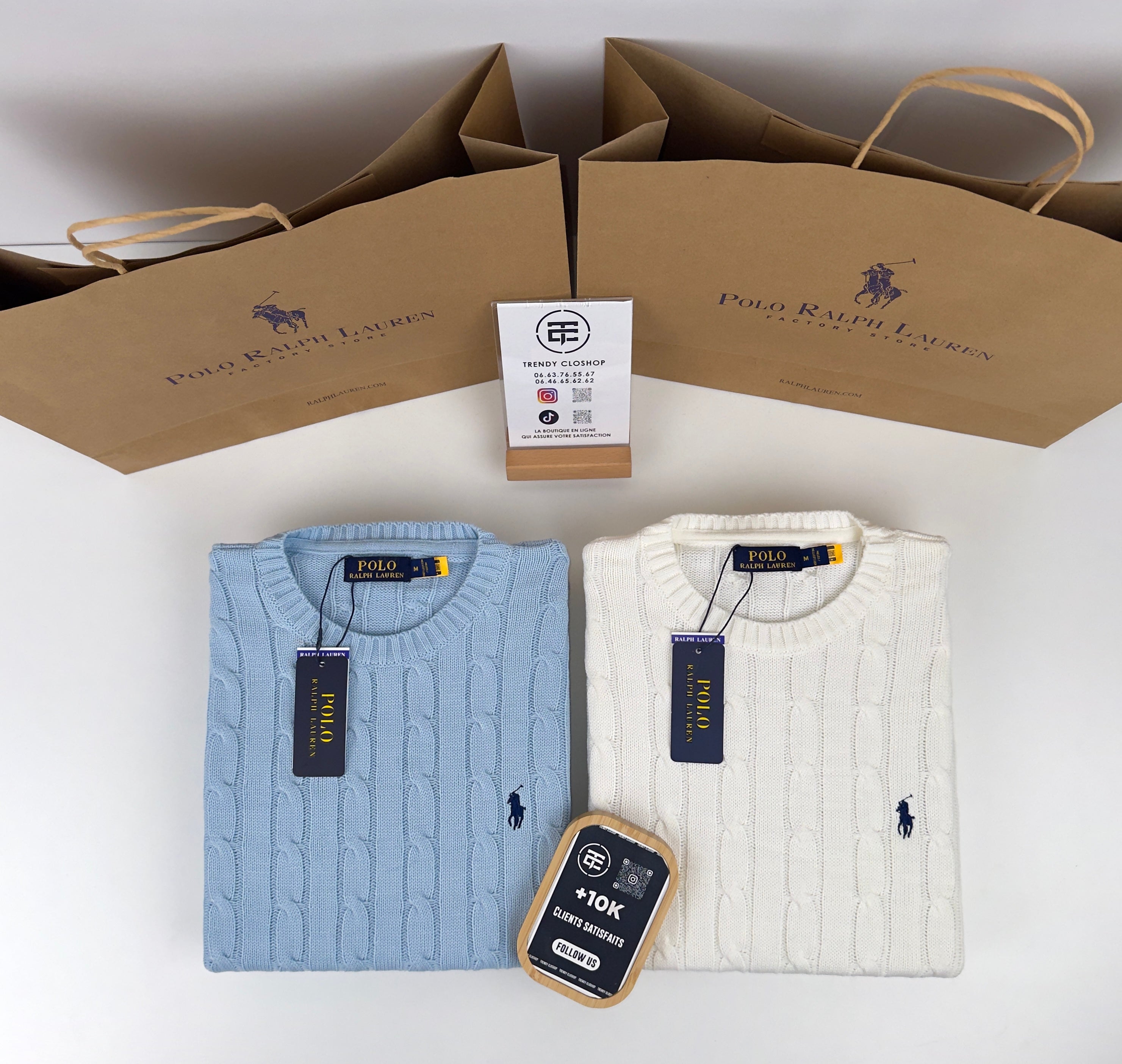 Pull Ralph Lauren torsadé à col ras-du-cou