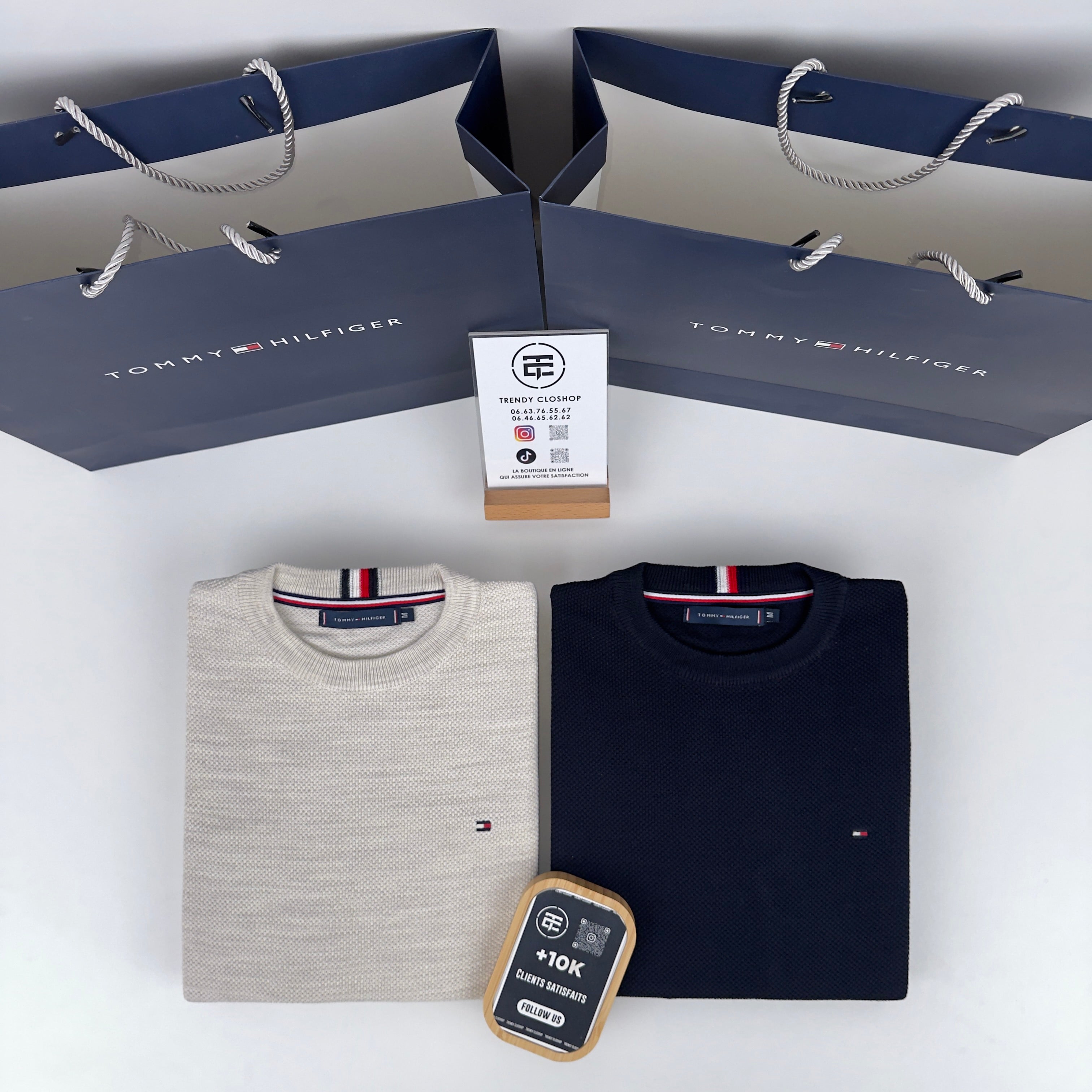 Pull Tommy Hilfiger piqué à col rond