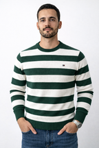 Pull à rayures Tommy Hilfiger en coton piqué à col ras du cou