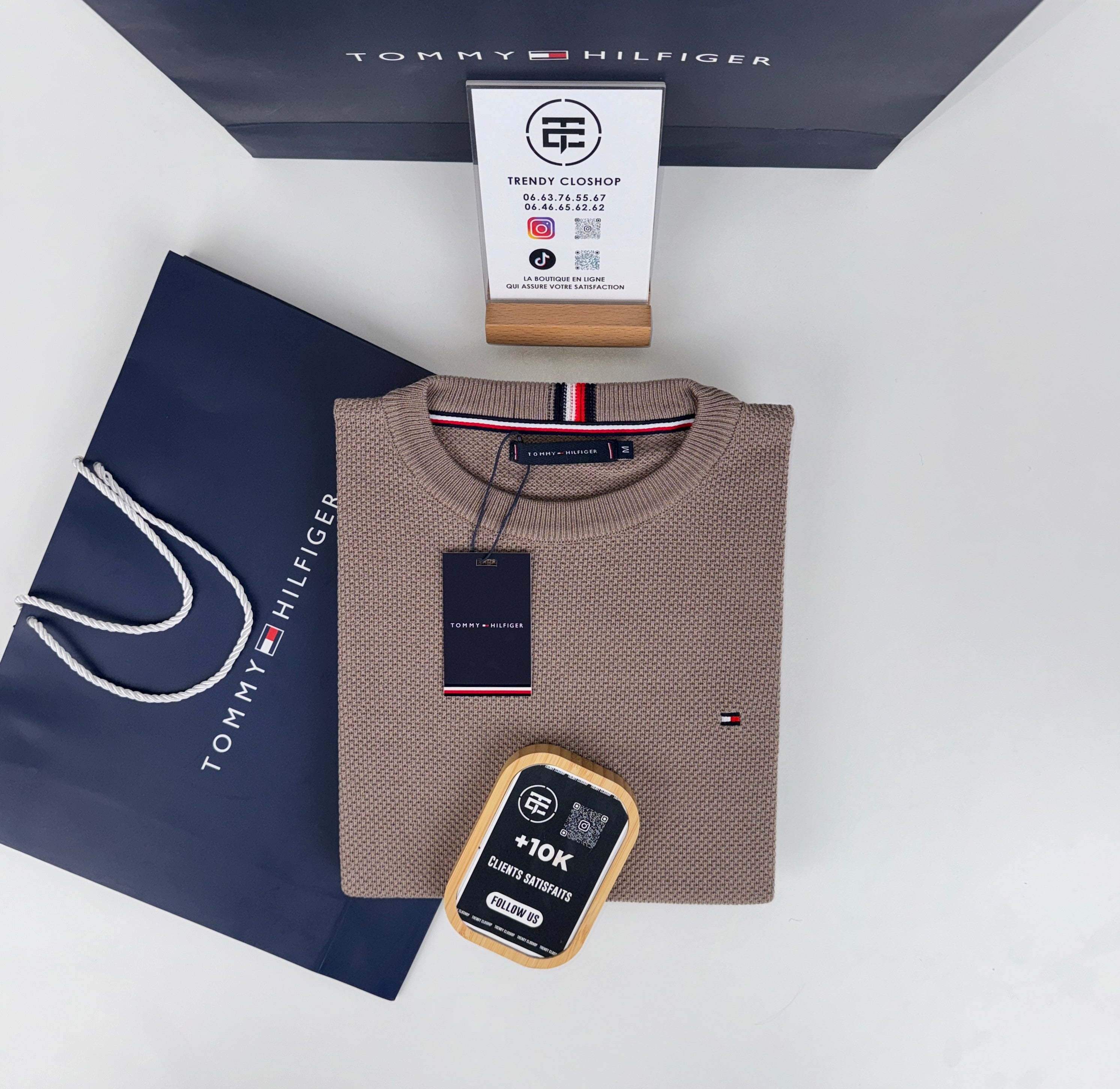 Pull Tommy Hilfiger piqué à col rond
