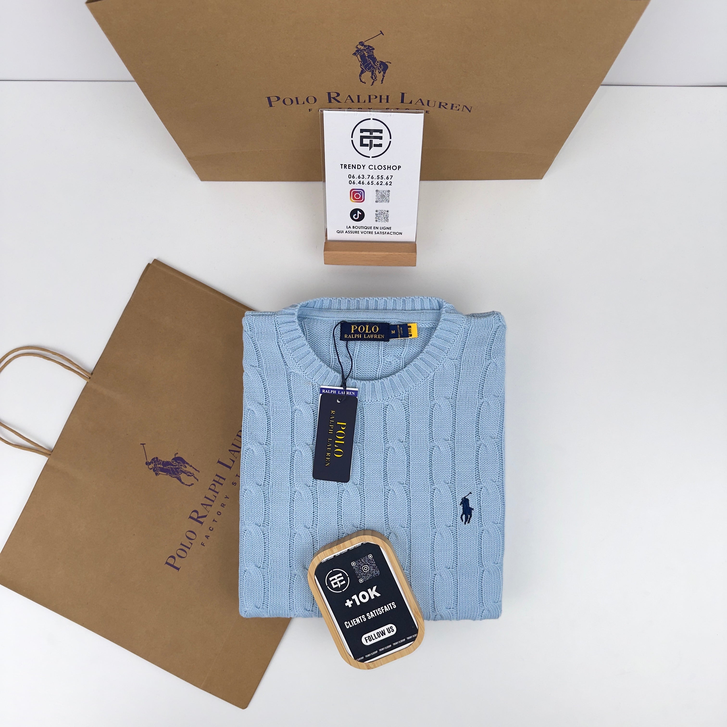 Pull Ralph Lauren torsadé à col ras-du-cou