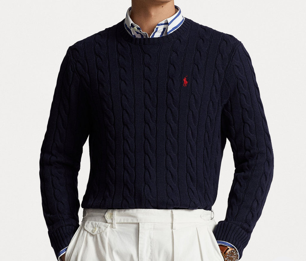 Pull Ralph Lauren torsadé à col ras-du-cou