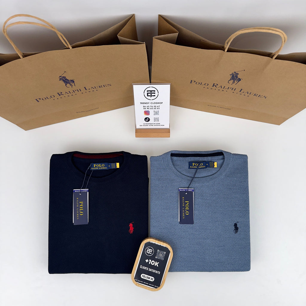 Pull Ralph Lauren col rond piqué